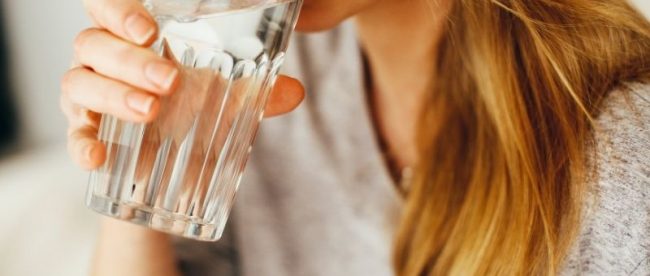 woman drinking water